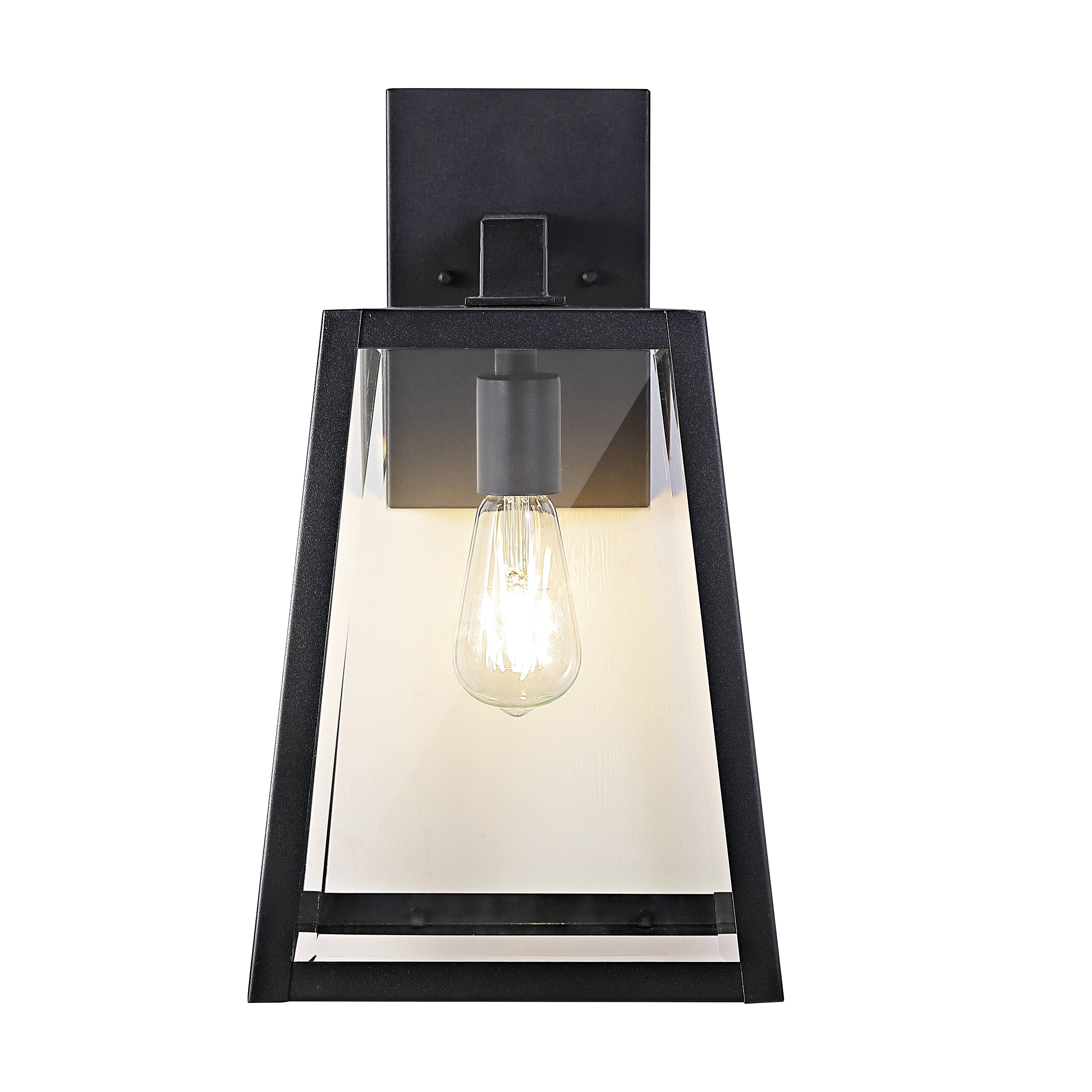 Alt View 9. Jonathan Y - Pasadena 9" Iron/Glass Modern Industrial Angled LED Outdoor Sconce, Black - Black.