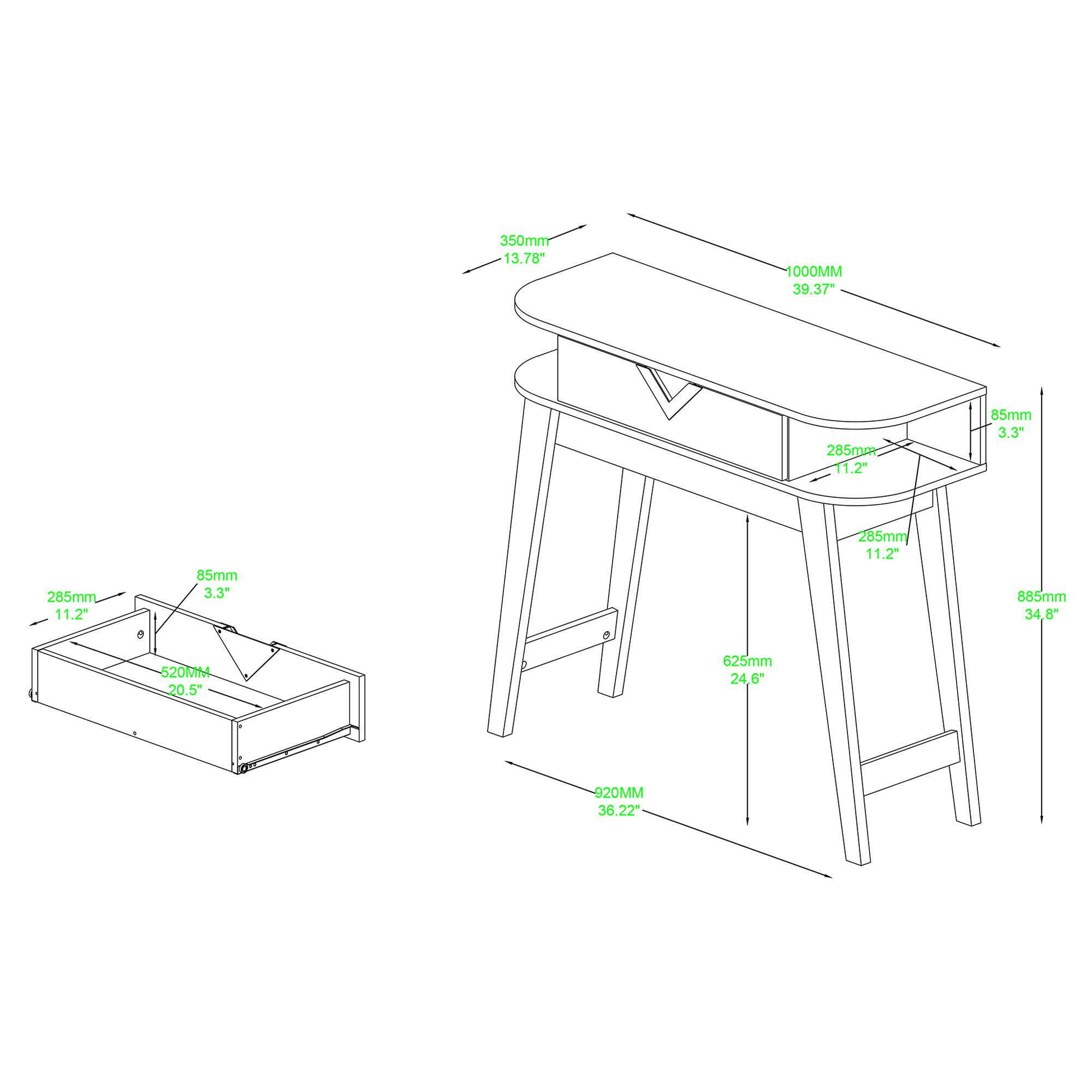 350mm 13.78", 1000MM 39.37", 285mm 11.2", 85mm 3.3", 285mm 11.2", 85mm 3.3", 285mm 11.2", 885mm 34.8", 520MM 20.5", 625mm 24.6", 920MM 36.22"