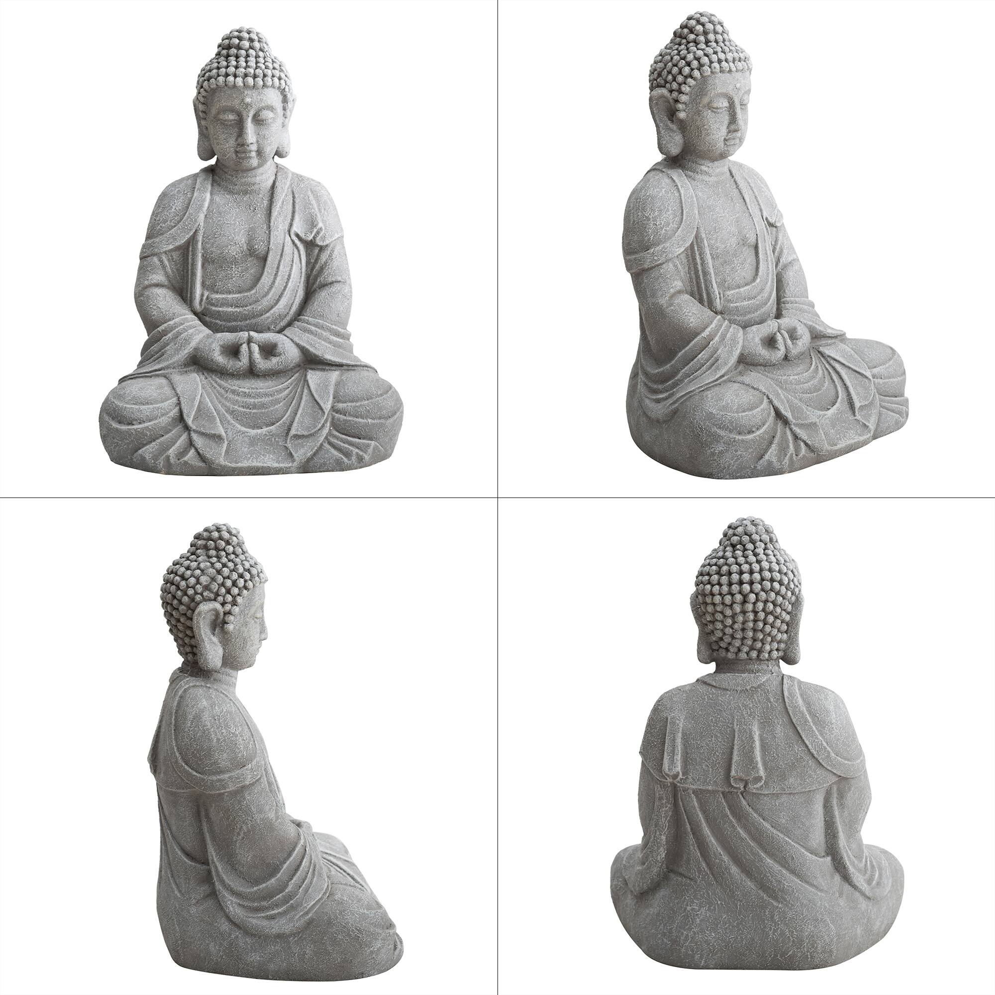 Back. SUNJOY - Sunjoy Gray Decorative Buddha Garden Décor Statue - Gray.