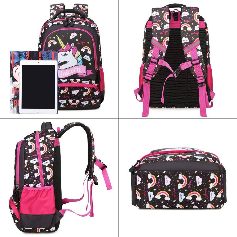 Left. Cozy Serene - Backpack For Elementary School Bookbag Set Cute Unicorn Backpacks Water Resistant - Caticorn Navy.