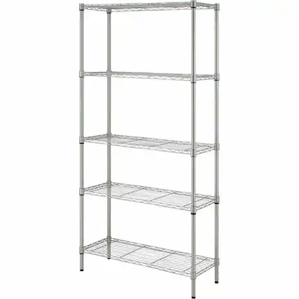 Front. Lorell - Lorell Light Duty Wire Shelving 5 Tier 72" H x 36" W x 14" D Floor Epoxy Silver Plastic Metal Steel - Silver.