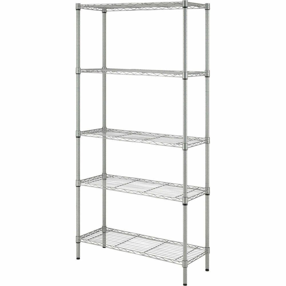 Front. Lorell - Lorell Light Duty Wire Shelving 5 Tier 72" H x 36" W x 14" D Floor Epoxy Silver Plastic Metal Steel - Silver.