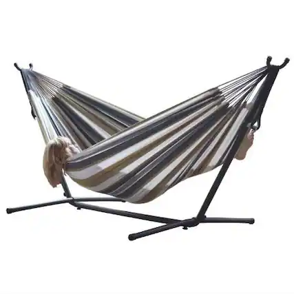 Front. Hivvago - Desert Moon Pattern Cotton Hammock with 9-FT Steel Stand - Multicolor.