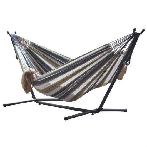 Front. Hivvago - Desert Moon Pattern Cotton Hammock with 9-FT Steel Stand - Multicolor.