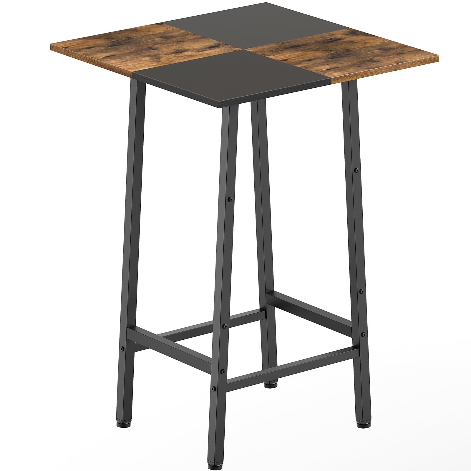Front. MAGICAL RUBS - Bar Table Kitchen Dining Counter Height Pub Color Matching Breakfast For Room Tavern Coffee Corner Party Rustic - Rustic Brown + Black.