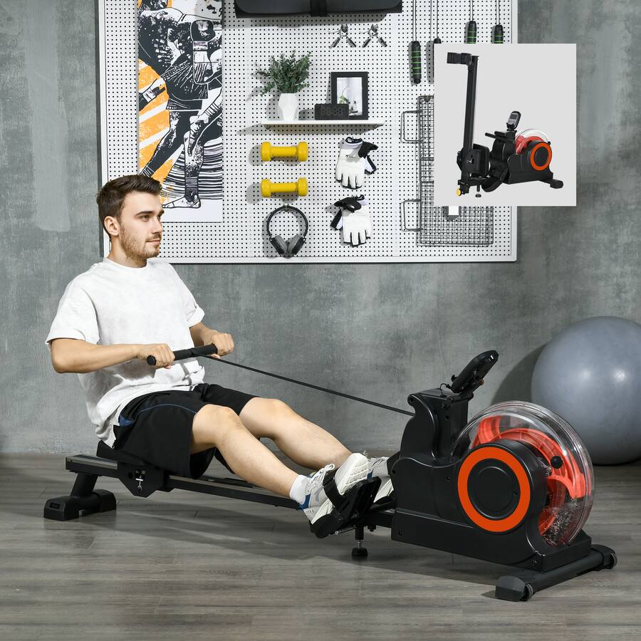 Angled Rower Soozier Water Rowing Machine for Home, Foldable Rower Machine with ...