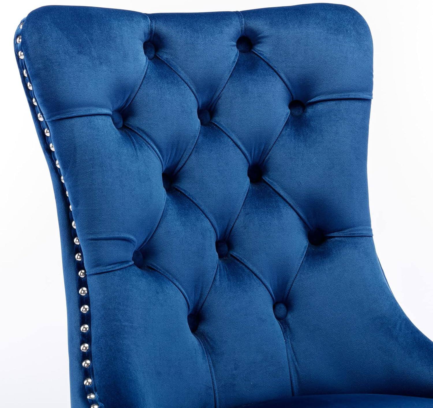 Alt View 3. Trinkets Crazed - Velvet Dining Chair Set of 2 Upholstered Tufted Dining Room Chair with Nailhead Trim - blue.
