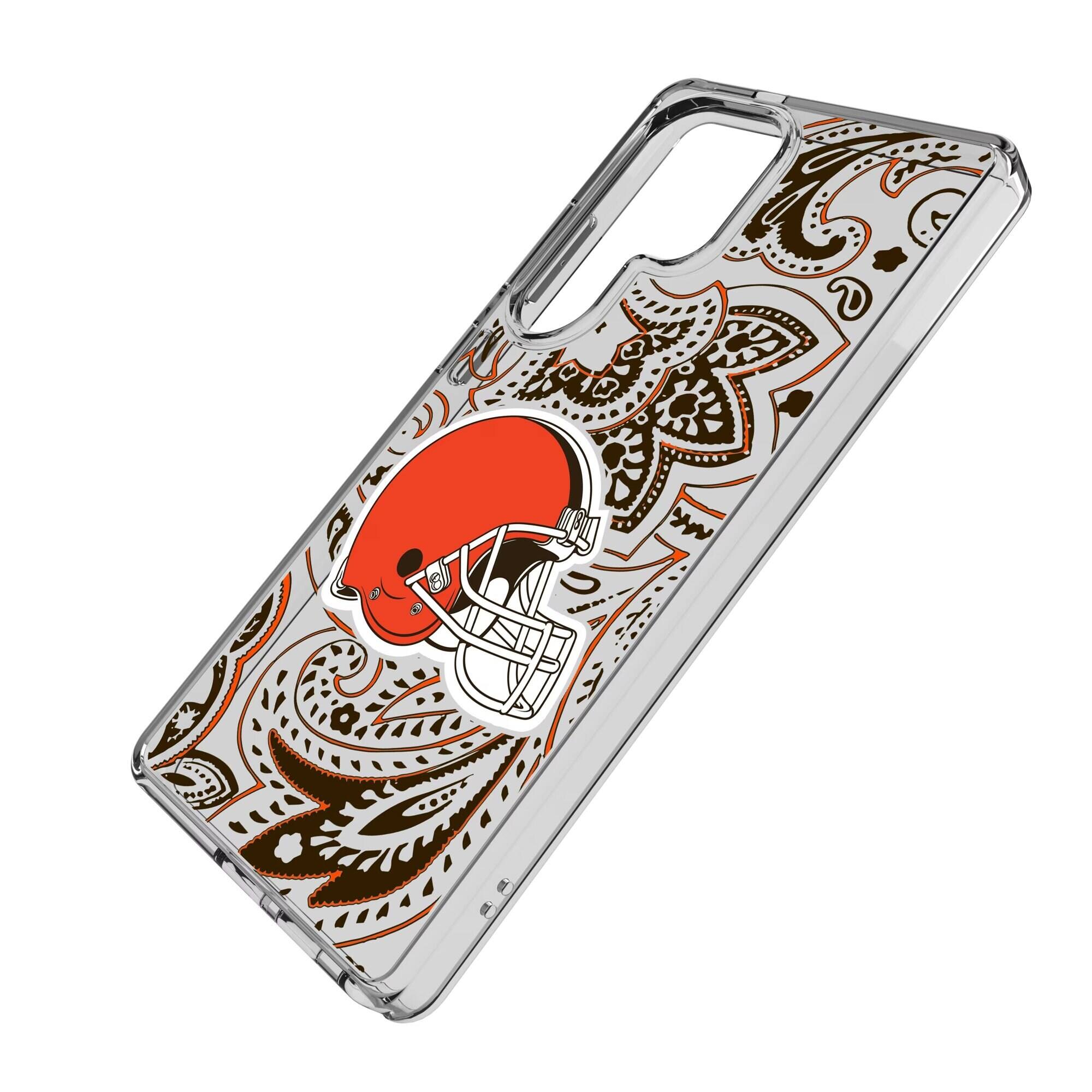 Alt View 1. Keyscaper - Cleveland Browns Galaxy Clear Paisley Design Case - S23 Ultra - Multicolor.
