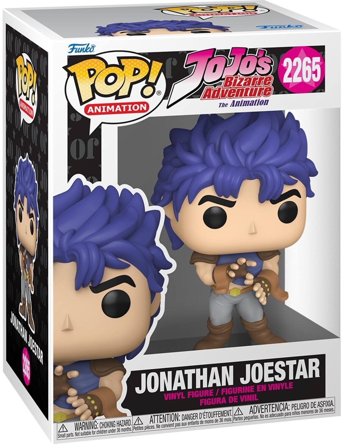 TOOPY EIEL ily OR O N Funko I O I  POP! JoJo's Bizarre Adventure The Animation STTON ANIMATION OR O of JONCTRA 1 OOSSTAR JONATHAN JOESTAR FIGURINE EN VINYLE FIGURE I VINYL DE VINIL FIGURA DE ASFIXIA ADVERTENCIA: PELIGRO meses. menores de 36 D'TOUFFEMENT. adecuado para nios DANGER pequeas. No es HAZARD. ATTENTION: aux enfants de moins de 36 mois. Partes WARNING: CHOKING Petites pieces. Ne convient pas for children under 36 months, Small parts. Not suitable