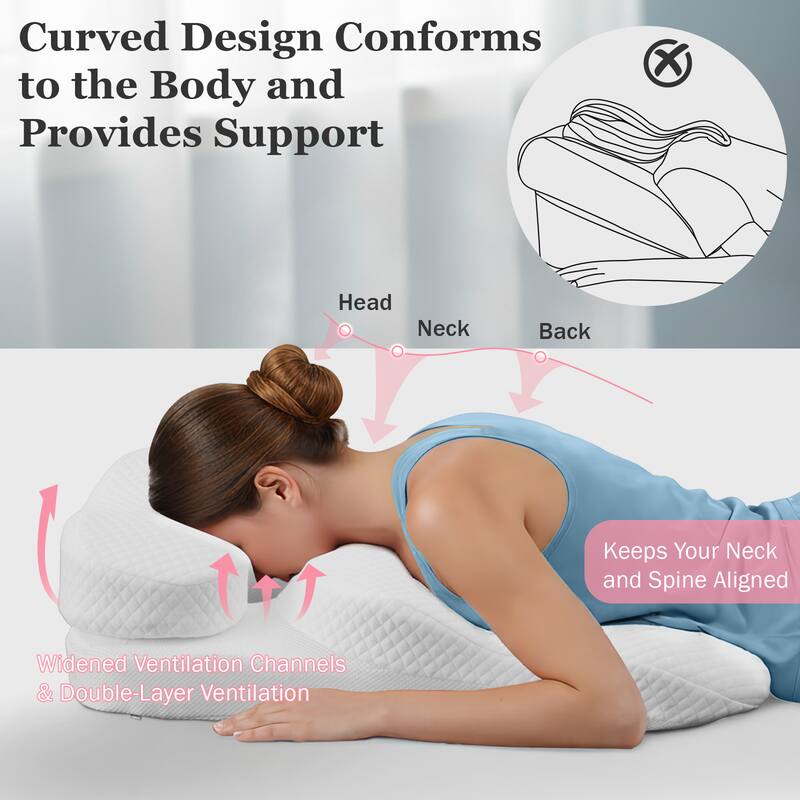 Curved Design Conforms to the Body and Provides Support

- Head
- Neck
- Back

Keeps Your Neck and Spine Aligned

Widened Ventilation Channels & Double-Layer Ventilation