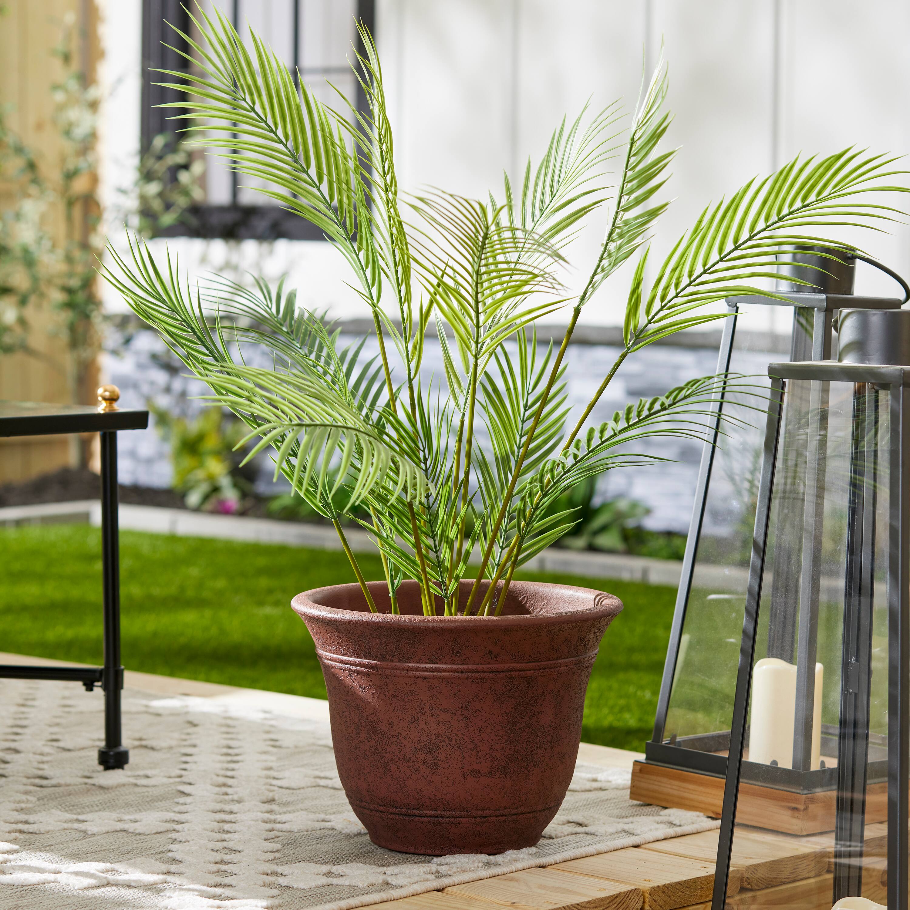 Alt View 1. Listo - Listo SRA13001P05 13-Inch Round Outdoor Plastic Sierra Planter, Rustic Redstone - Rustic Redstone.