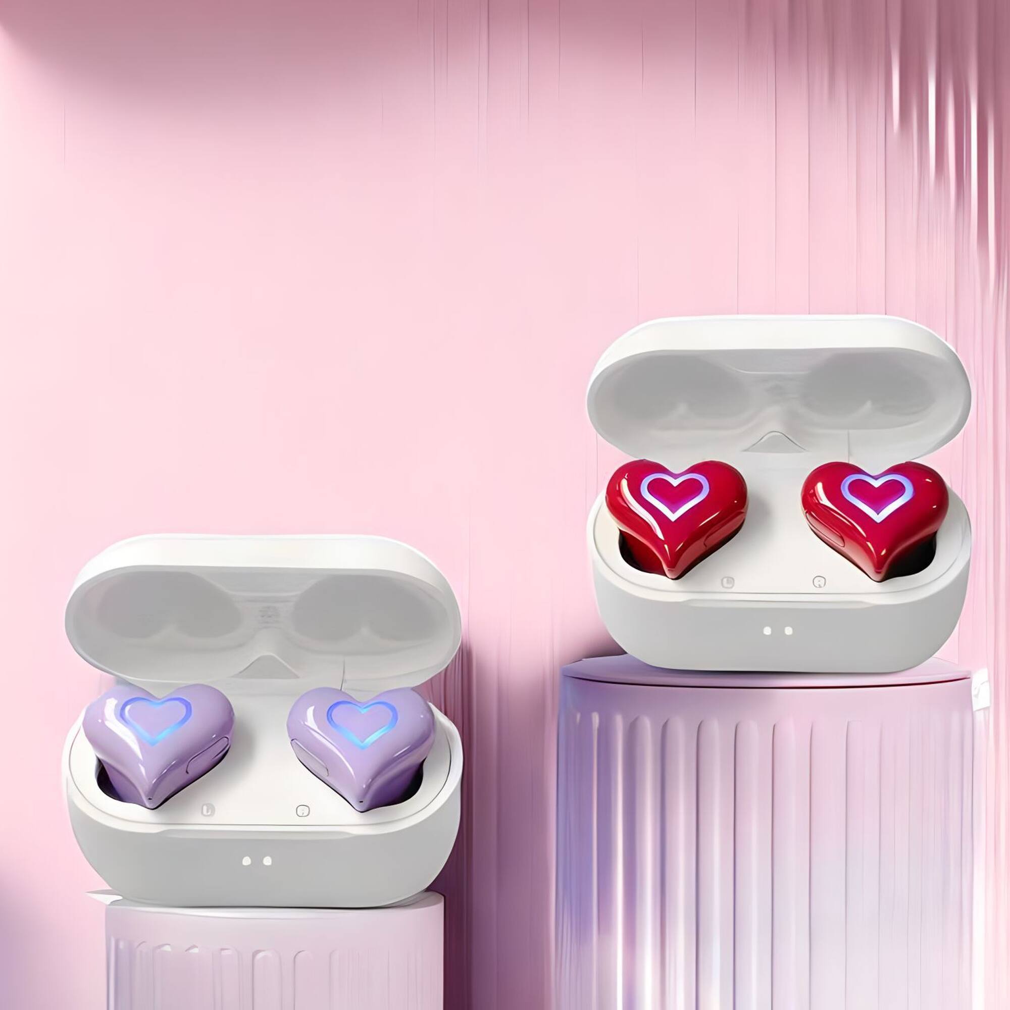 Alt View 8. YONWAY - Heart Shaped In-Ear Wireless Bluetooth Earbuds, Stereo Sound Noise Canceling Earphones with Charging Case for Girls.