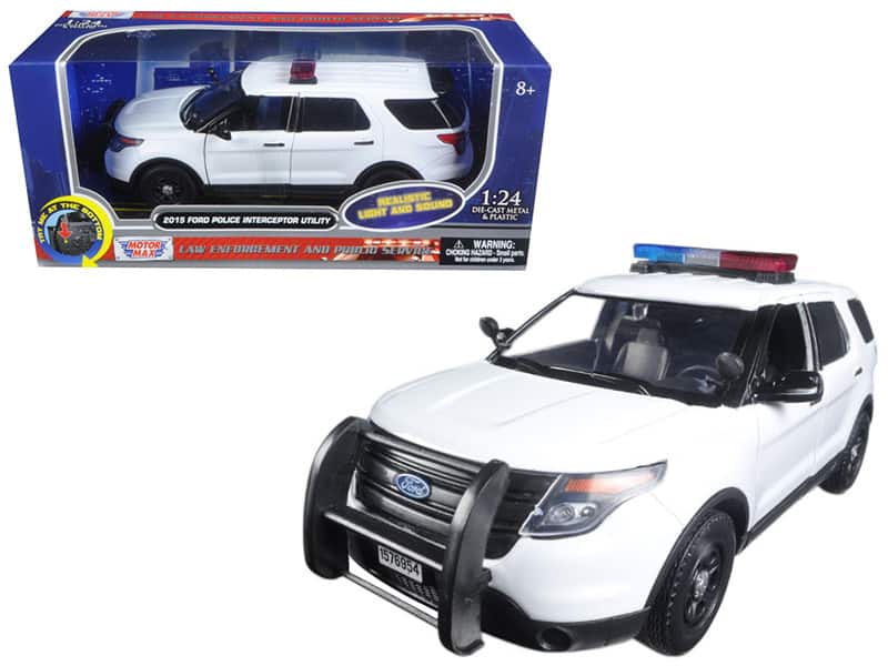 2015 Ford Police Interceptor Utility White with Light Bar and Sound 1/24 Diecast Model Car by Motormax price history on PriceWatchPro