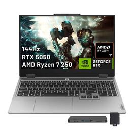 Lenovo - LOQ 15.6" FHD Gaming Laptop,Ryzen 7 250,32GB RAM,1TB SSD+1TB Dock Set,RTX 5050,Backlit Keyboard,Win 11 Pro - Gray
