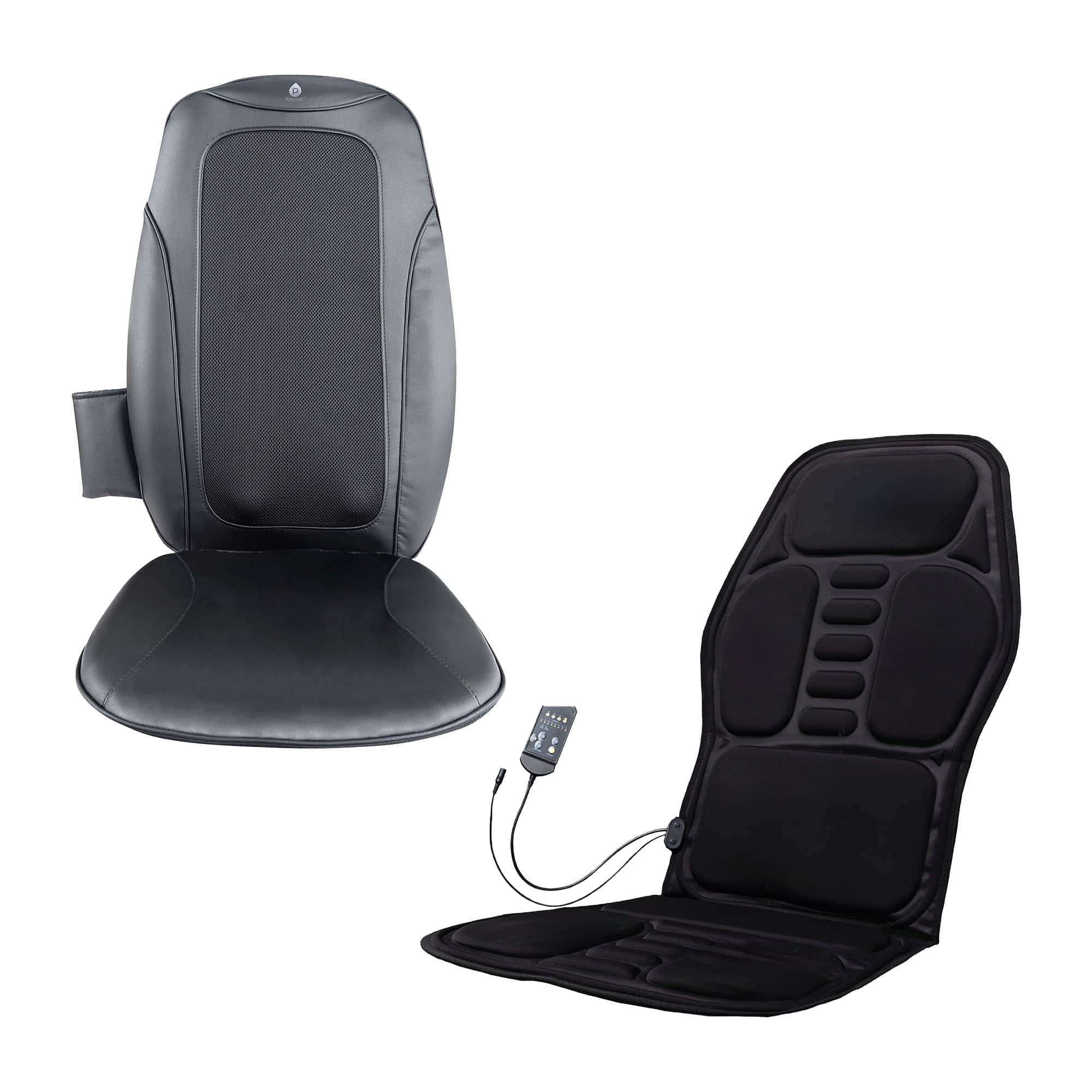 Pursonic - Shiatsu Chair Massager with Heat & Vibration + Cushion Mat Bundle – Deep Muscle Relief for Home, Office, or Car - Multicolor