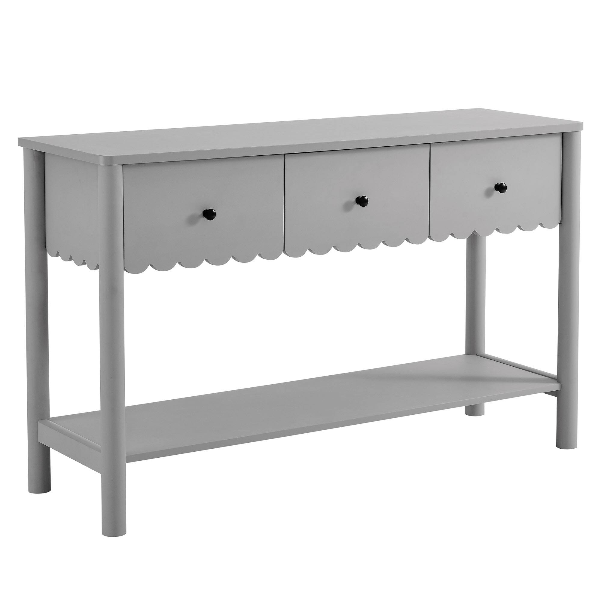 Angle. Modway - Emmeline 3-Drawer Scalloped Console Table by Modway - Light Gray.