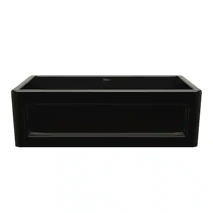 Front. Whitehaus - Shakerhaus 33" Reversible Kitchen Fireclay Sink - Black.