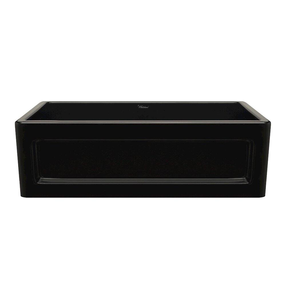 Front. Whitehaus - Shakerhaus 33" Reversible Kitchen Fireclay Sink - Black.