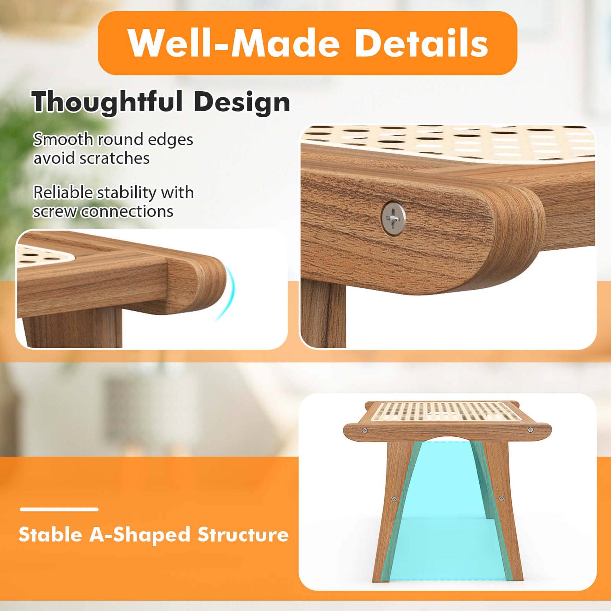 Well-Made Details

Thoughtful Design
- Smooth round edges avoid scratches
- Reliable stability with screw connections

Stable A-Shaped Structure