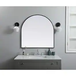 Elegant Decor - Metal Frame Arch Mirror 36x36 Inch - Black
