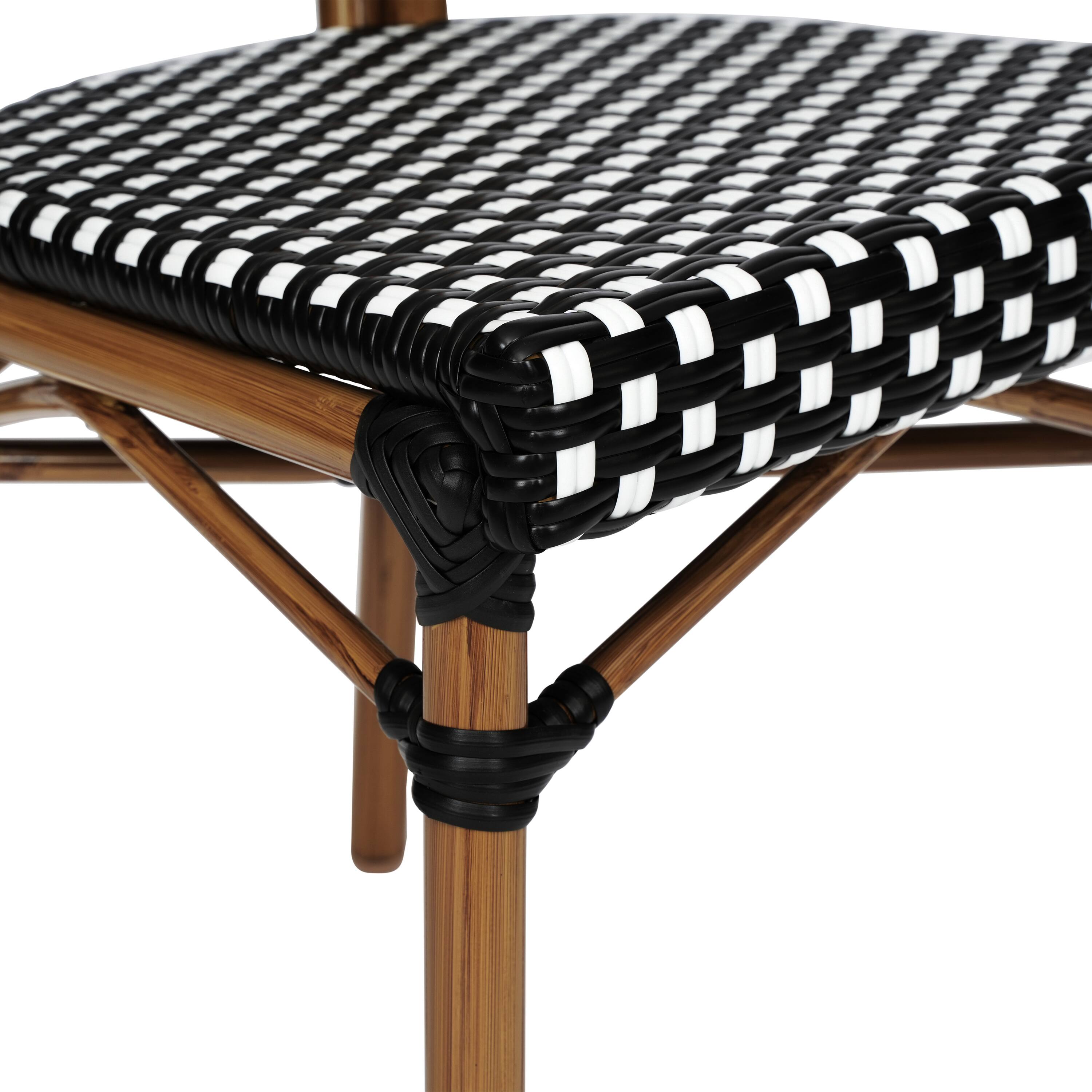 Alt View 10. Emma + Oliver - Colmar Indoor/Outdoor Stacking Thonet Bistro Style Chair with PE Rattan Seat and Metal Frame - Black & White/Natural Frame.