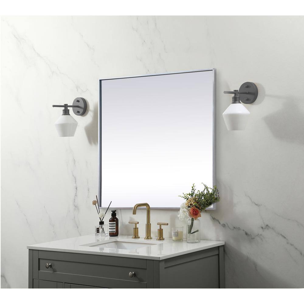 Alt View 4. Elegant Decor - Metal Frame Square Mirror 30 inch in Silver - Silver.