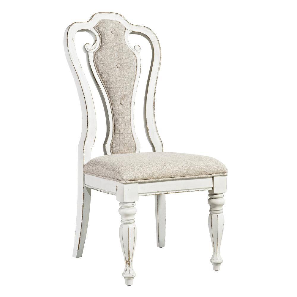 Angle. Liberty Furniture Industries - Splat Back Upholstered Side Chair (RTA)-Set of 2 - White.