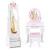 Front. Costway - Costway Kids Vanity Set Princess Makeup Dressing Table and Chair Set with Jewelry Armoire - White.