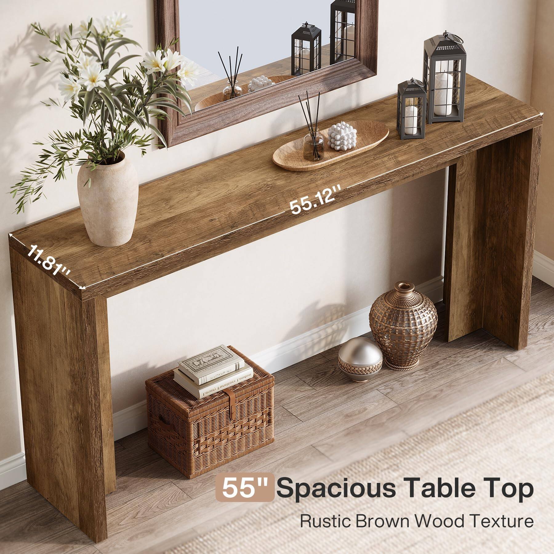 11.81"  
55.12"  
MARKERZEER 55" Spacious Table Top Rustic Brown Wood Texture