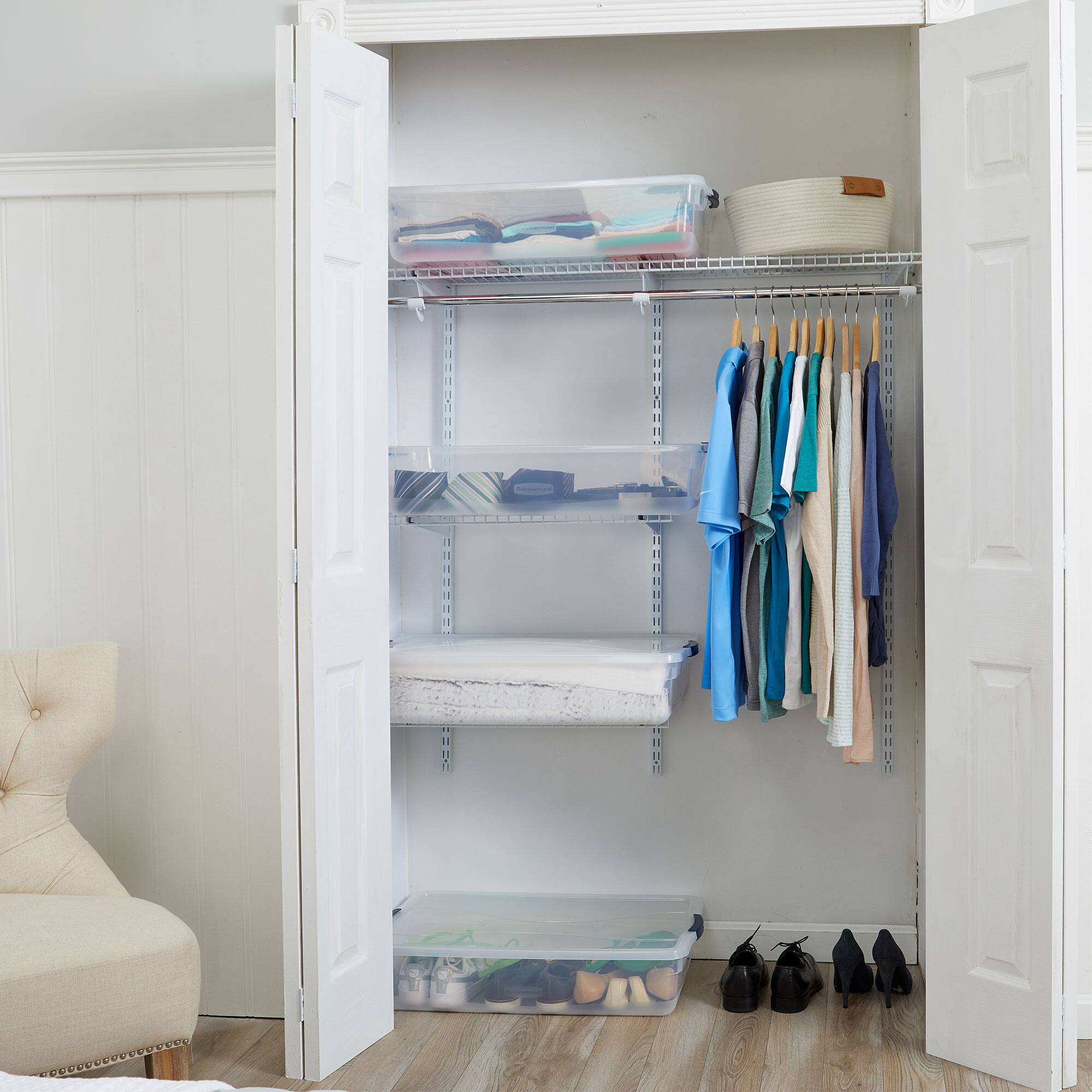 Alt View 4. RubberMaid - Rubbermaid Cleverstore 42 Quart Latching Stackable Storage Tote, Clear (8 Pack) - clear.