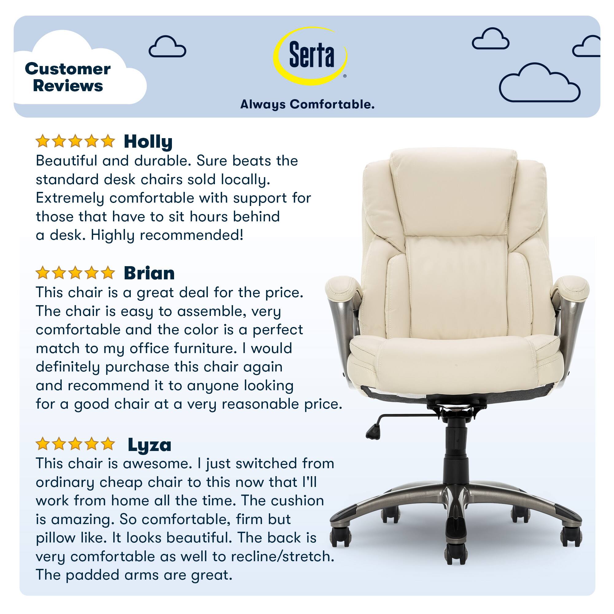 Alt View 21. Serta - Garret Bonded Leather Executive Office Chair with Premium Cushioning - Ivory White.