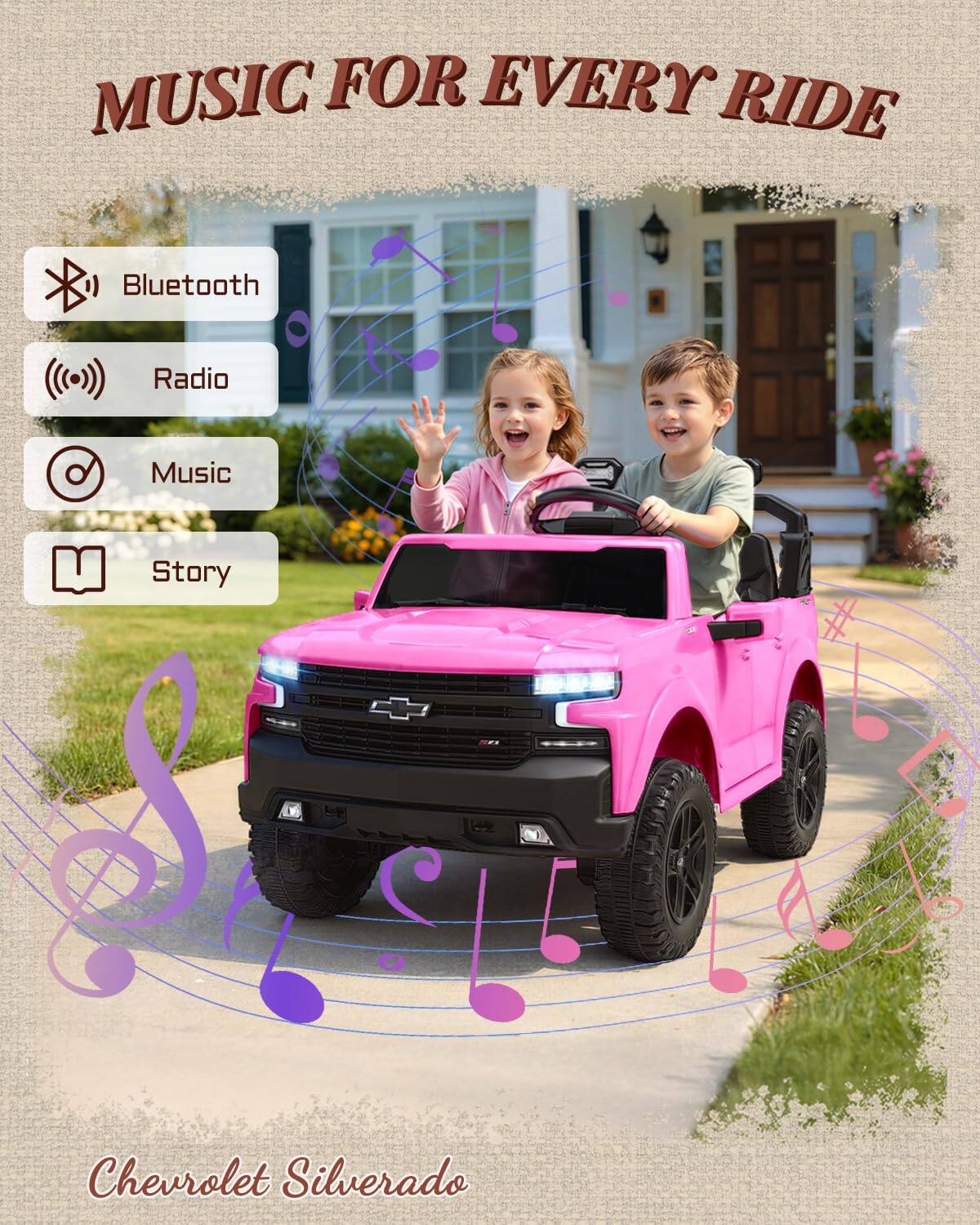 MUSIC FOR EVERY RIDE

Bluetooth
Radio
Music
Story

Chevrolet Silverado