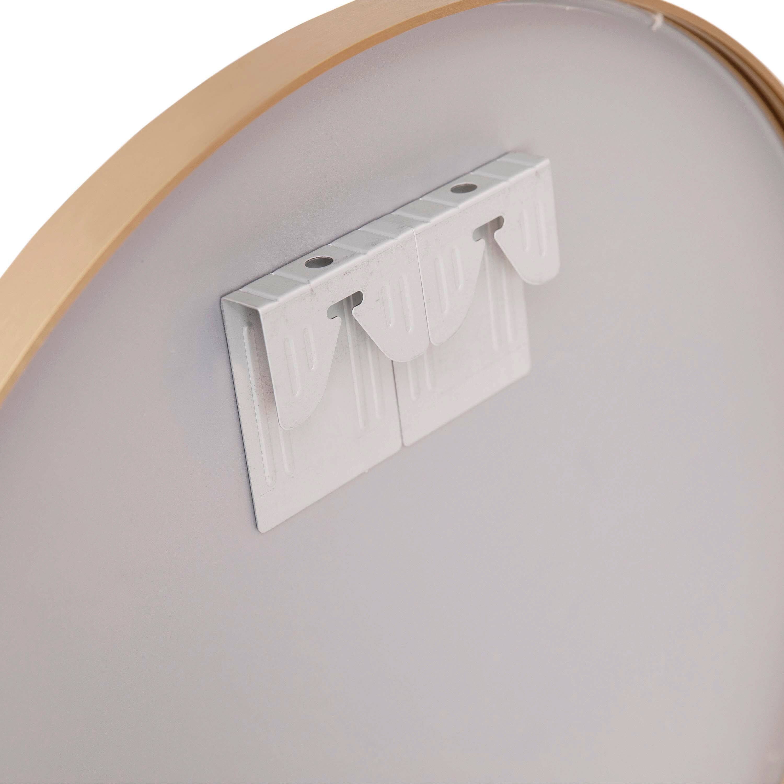 Alt View 7. Emma + Oliver - Metal Wall Mounted Mirror with Oxidized Finish for a Distressed Look, 4mm Silvered Back and Anti-Shatter Safety Film - Gold.