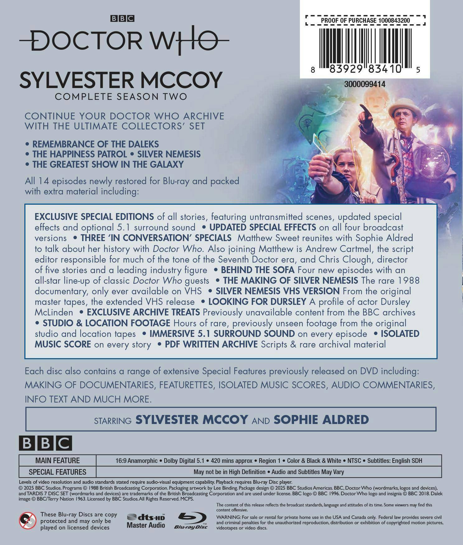 Back. Doctor Who: Sylvester McCoy Complete Season Two [Blu-ray].