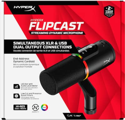 HyperX FlipCast Wired Cardioid USB Dynamic Microphone Black HyperX FlipCast Wired Cardioid USB Dynamic Microphone Black