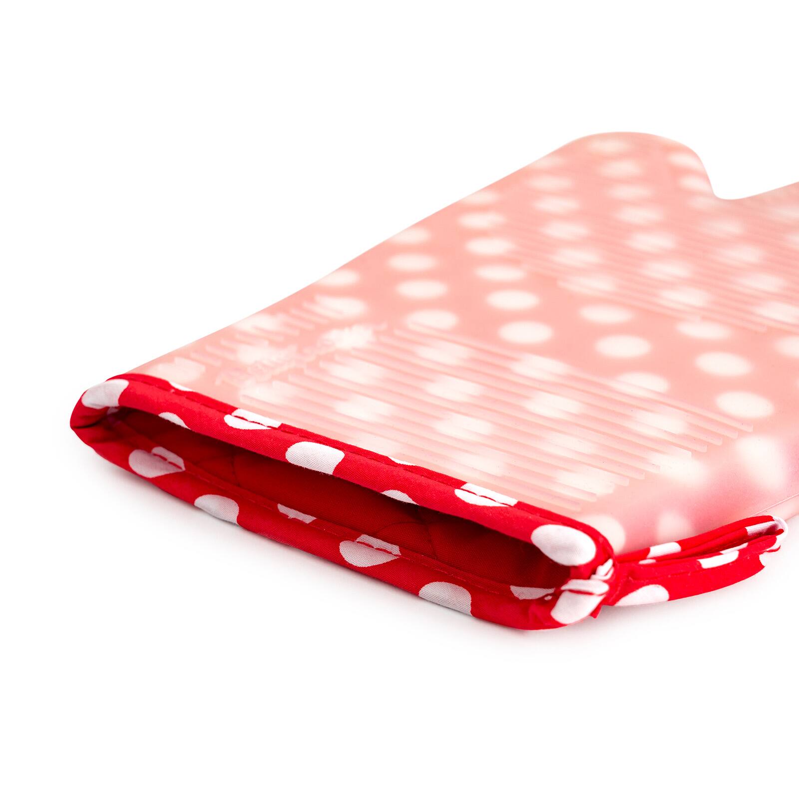 Alt View 4. Betty Crocker - Silicone Oven Mitt, Red w/White Polka Dots - Silver.