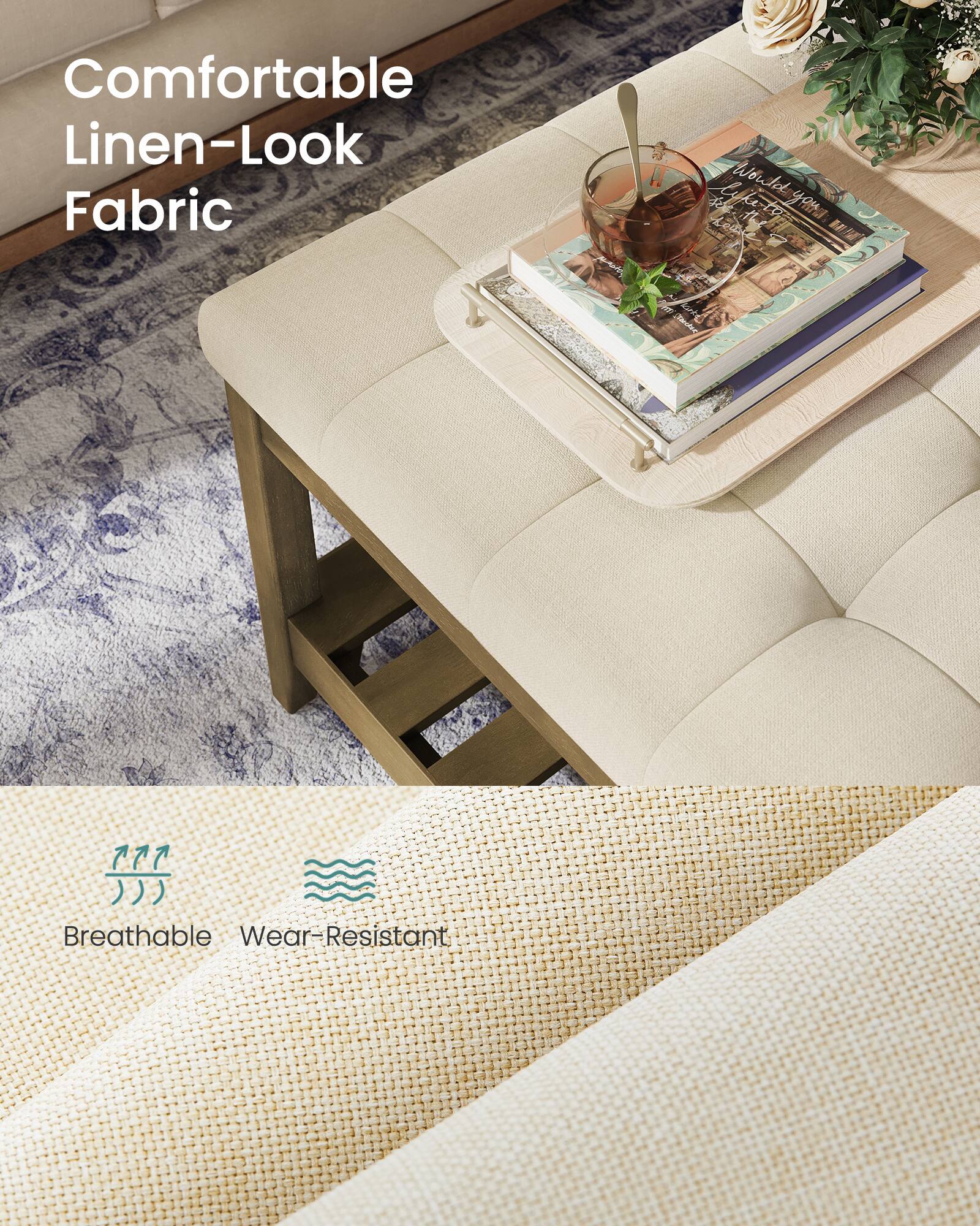 Comfortable Linen-Look Fabric  
Breathable Wear-Resistant