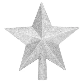 Stylel Star - Glitter Christmas Star Tree Topper For Holiday Decorations Decoration Ornament And Home Decor Shatterproof Toppers - Silver-10 inches