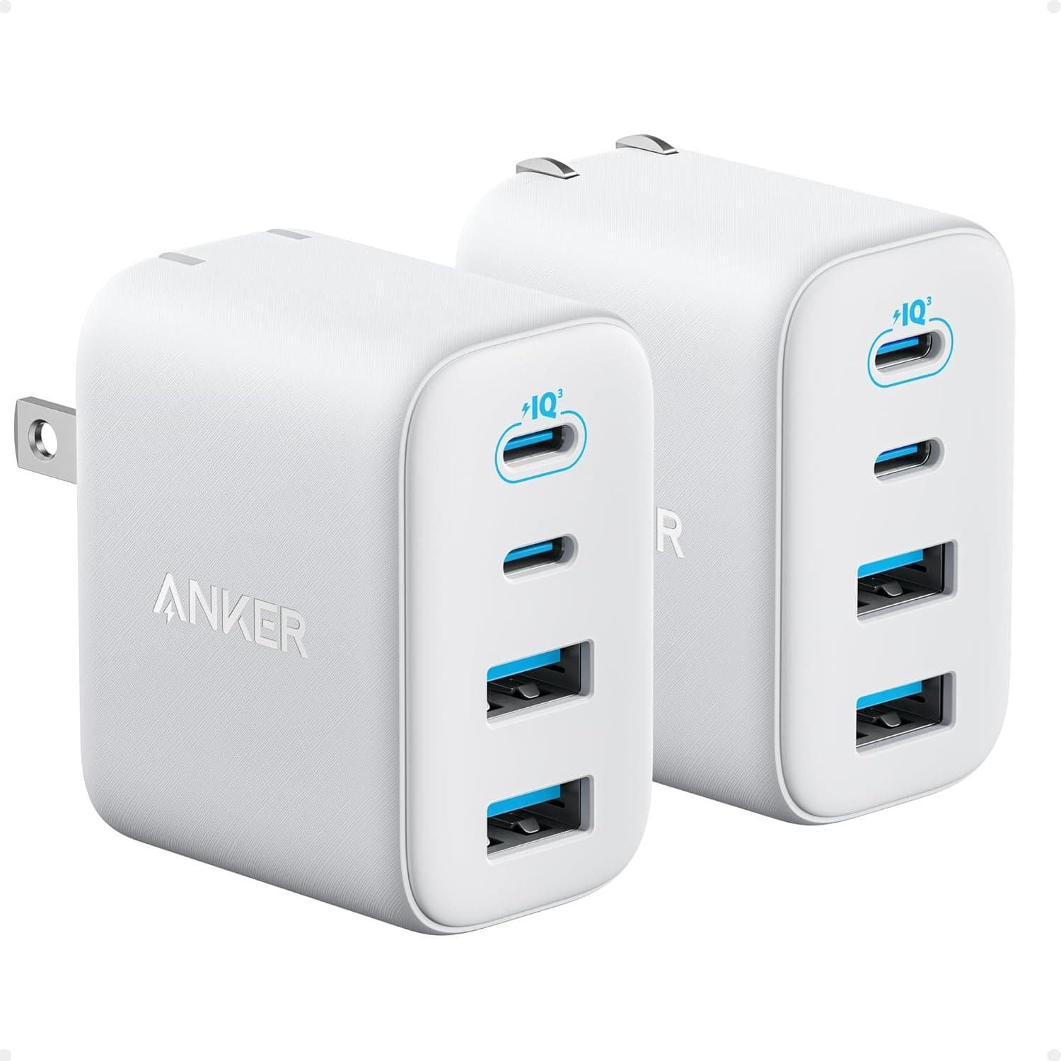 Anker - Zolo USB C Charger Block, 2-Pack 4-Port Wall Adapter - White