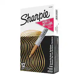 Sharpie - Permanent Markers, Fine Tip, 12/Pack - Gold Metallic
