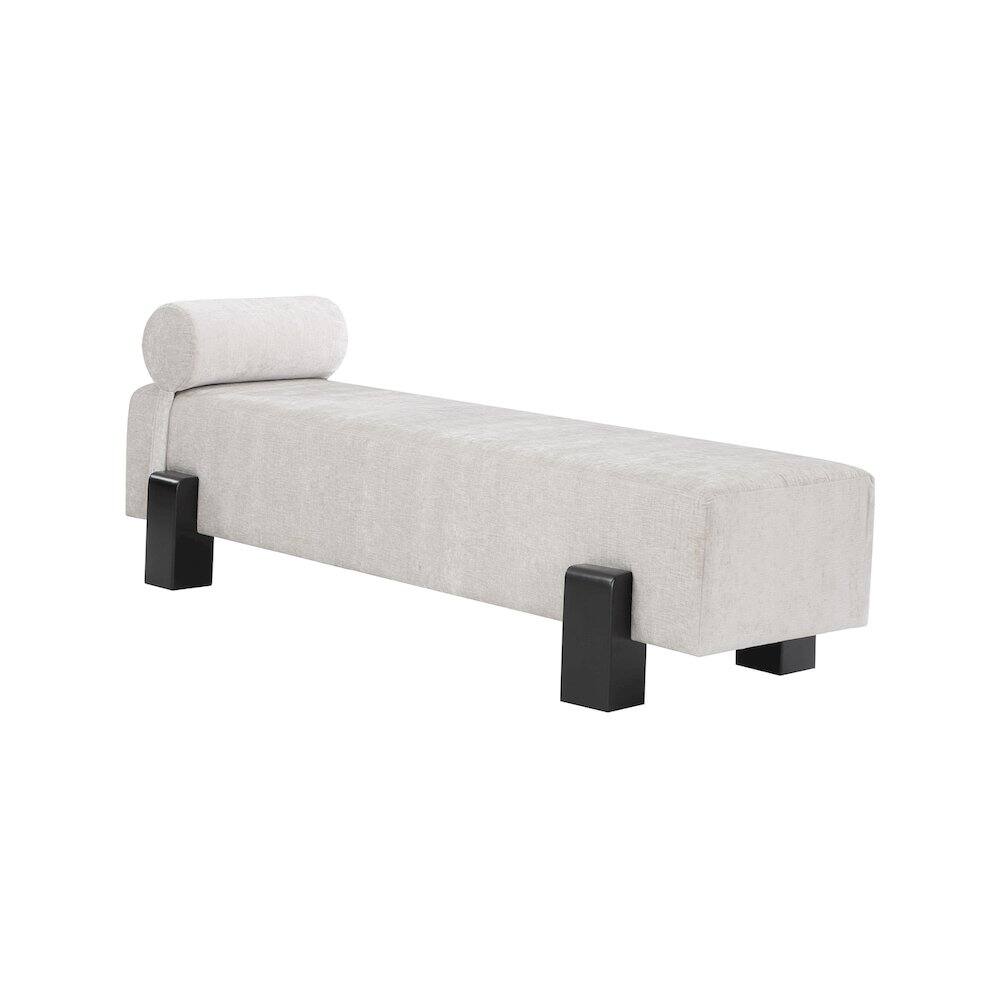 Alt View 2. Meridian Furniture - Edison Light Grey Chenille Fabric Bench - Grey.
