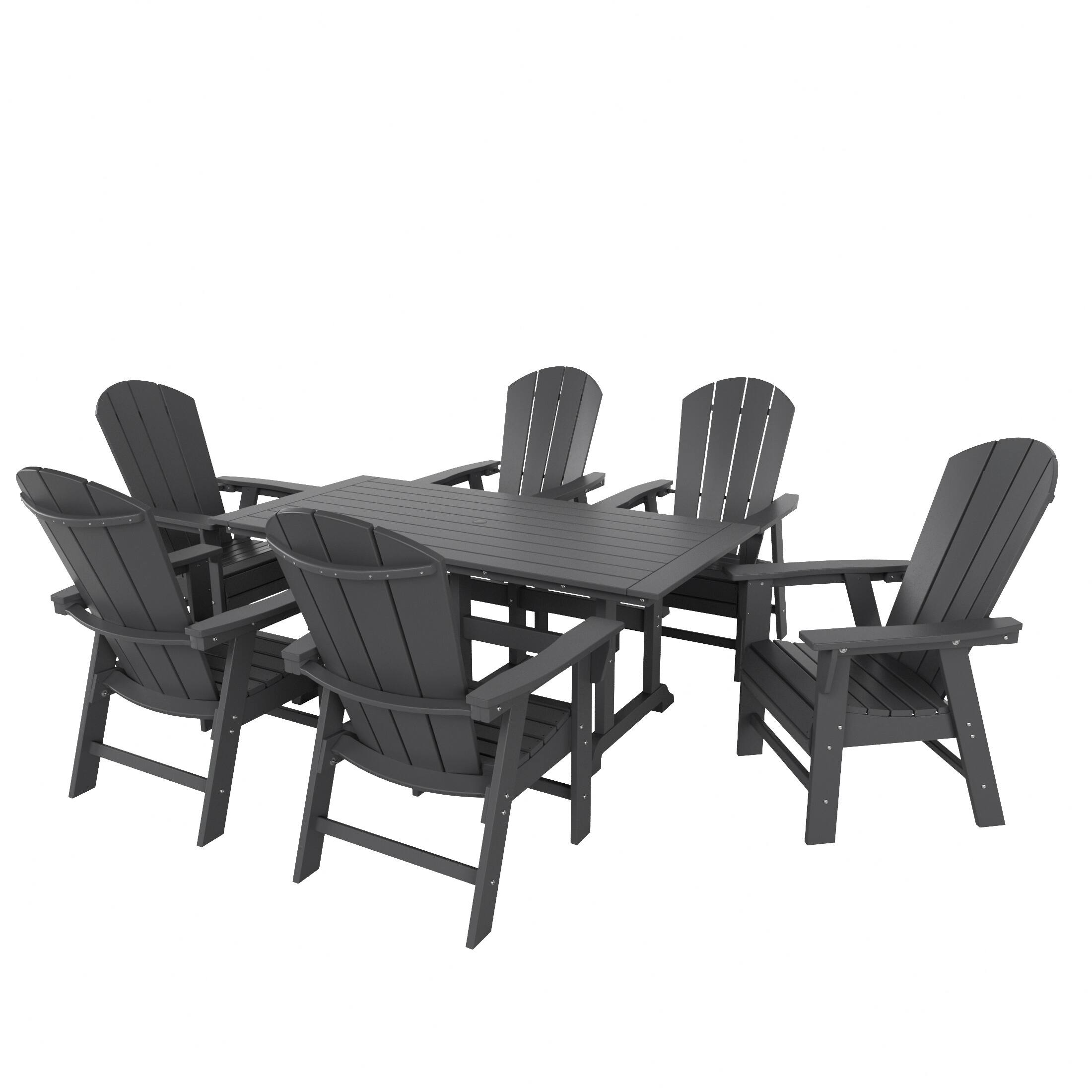 WestinTrends - Malibu 7 Piece Outdoor Patio Dining Table and Adirondack Armchair Set - Gray price history on PriceWatchPro