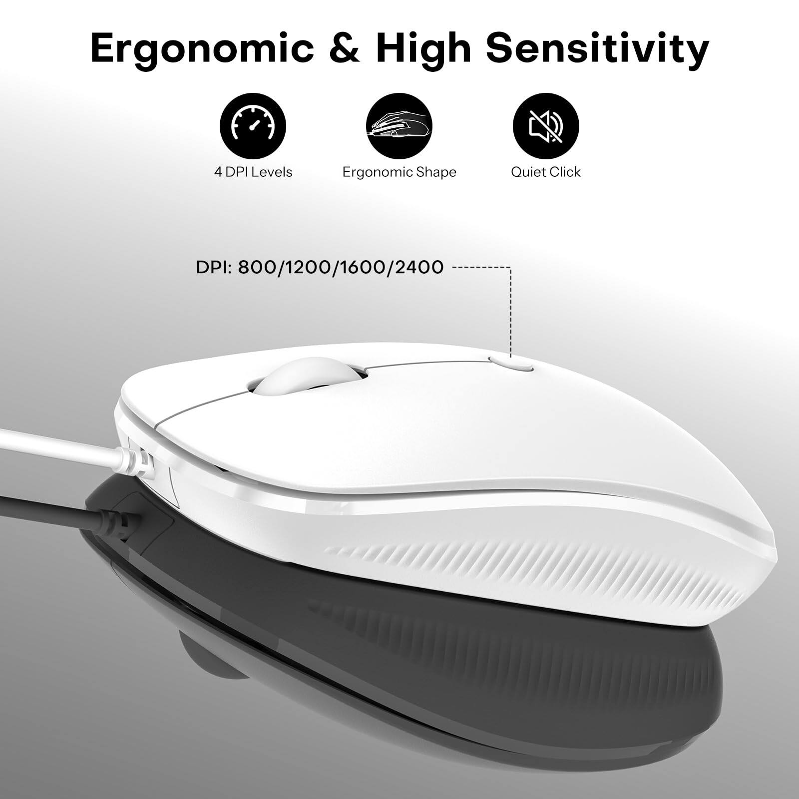 Ergonomic & High Sensitivity

4 DPI Levels
Ergonomic Shape
Quiet Click

DPI: 800/1200/1600/2400