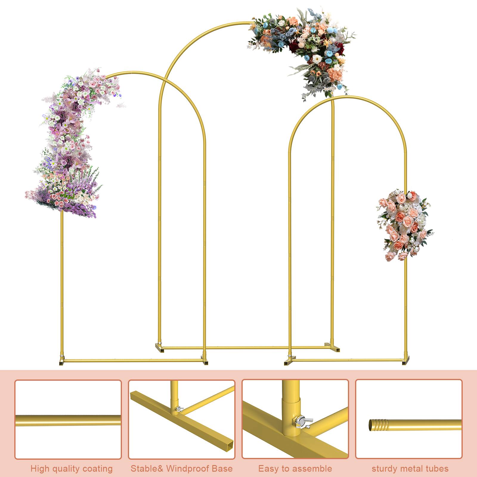 High quality coating  
Stable & Windproof Base  
Easy to assemble  
Sturdy metal tubes