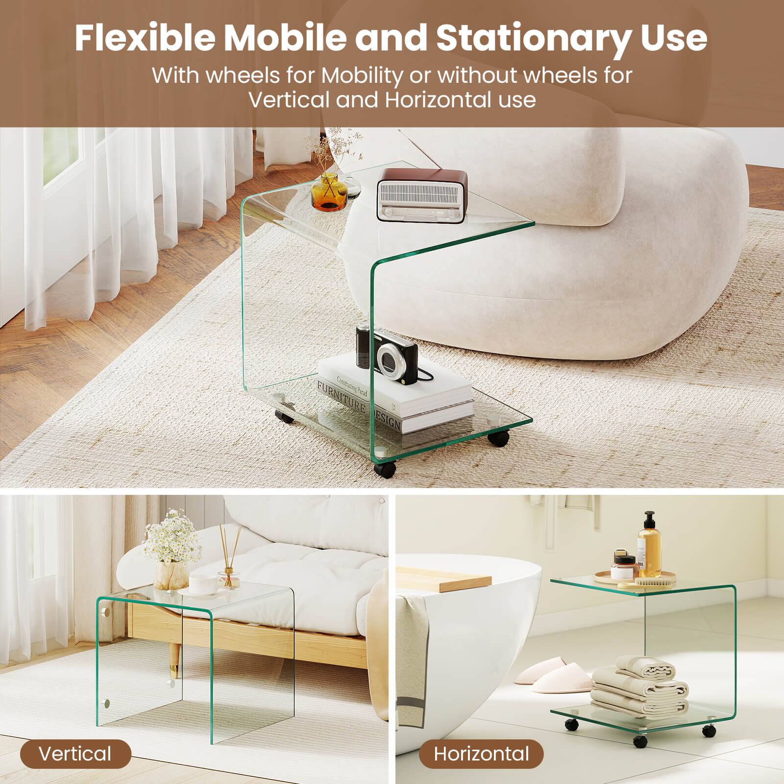 Flexible Mobile and Stationary Use  
With wheels for Mobility or without wheels for Vertical and Horizontal use  

Vertical  
Horizontal