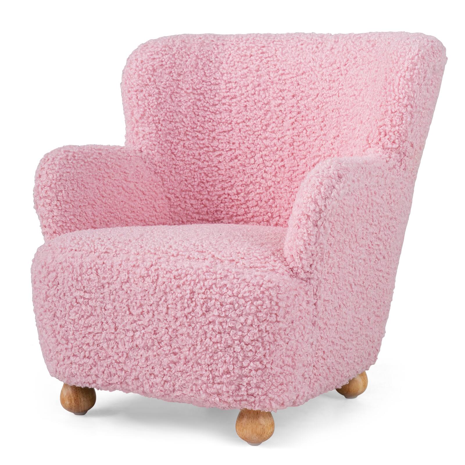 Alt View 6. Costway - Costway Sherpa Kids Sofa with Solid Rubber Wood Legs for Boys & Girls Aged 3+ for Bedroom - Pink.