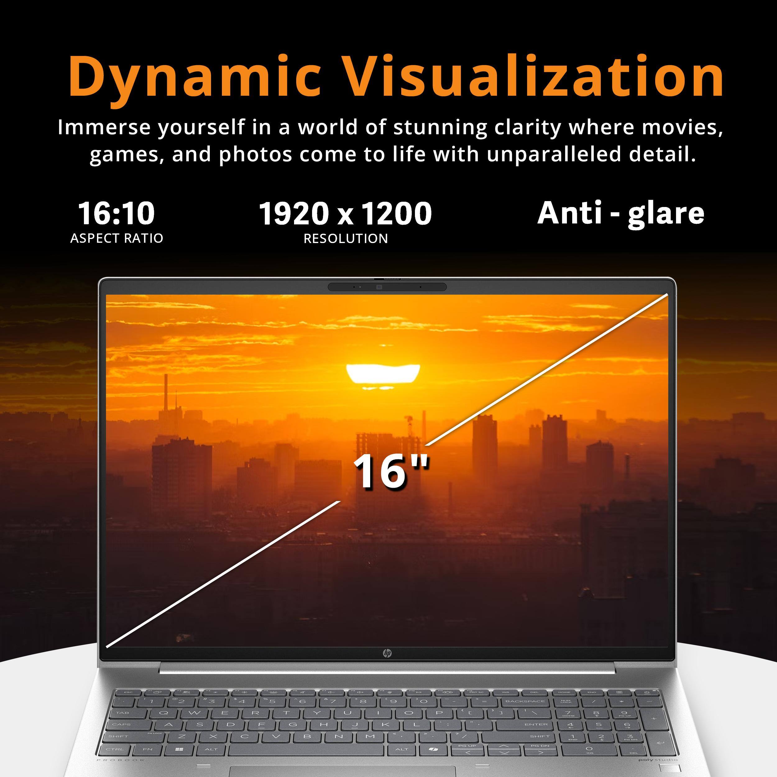 Dynamic Visualization  
Immerse yourself in a world of stunning clarity where movies, games, and photos come to life with unparalleled detail.  

16:10 ASPECT RATIO  
1920 x 1200 RESOLUTION  
Anti-glare  

16"