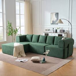 Boyel Living - Compressed Modular Green Velvet Sofa No Assembly Required 4-Seat - Green