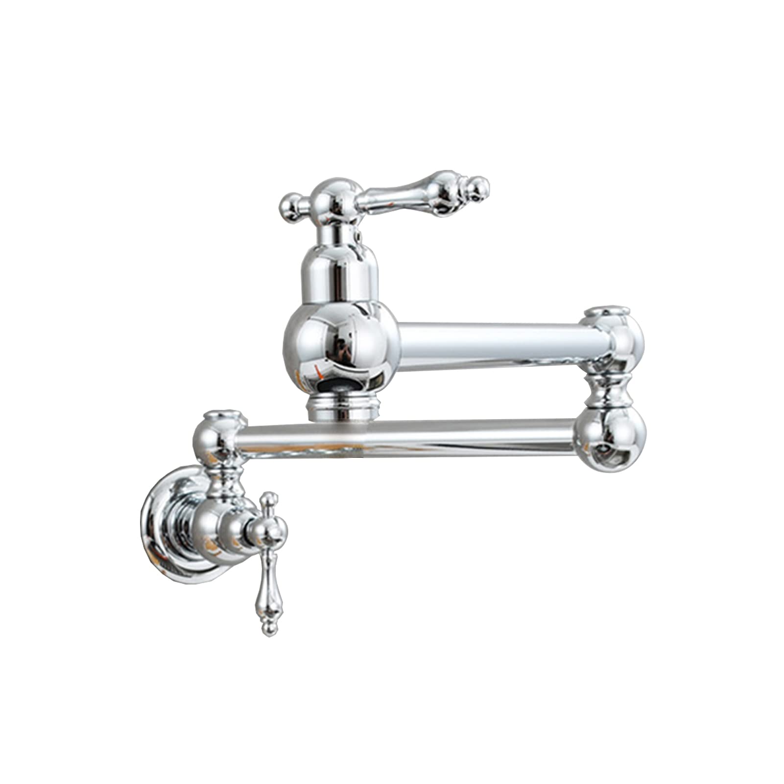 Back. Siljoy - Pot Filler Faucet Wall Mount,with Double Joint Swing Arms Chrome - Chrome.
