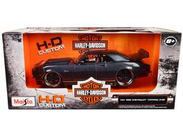 Maisto - 1968 Chevrolet Camaro Z/28 Dark Gray Metallic with Black and Orange Stripes "Harley Davidson" "H-D Custom" 1/24 - Dark Gray Metallic, Black And Orange